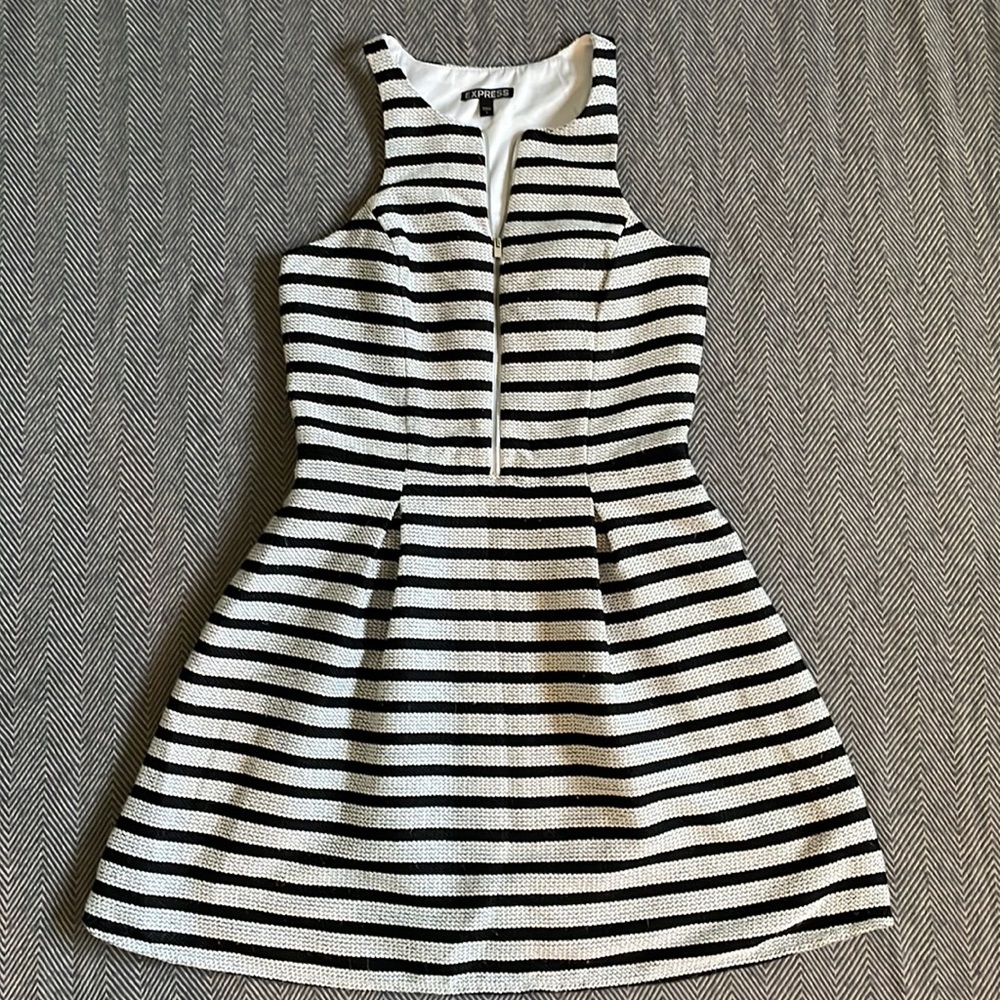 EXPRESS STRIPED KNIT SKATER DRESS